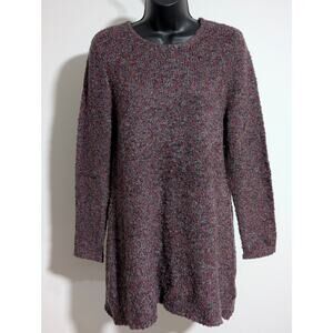 RIVER Multicolored Boucle Textured Knit Long Pullover Relaxed Fit Sweater Small